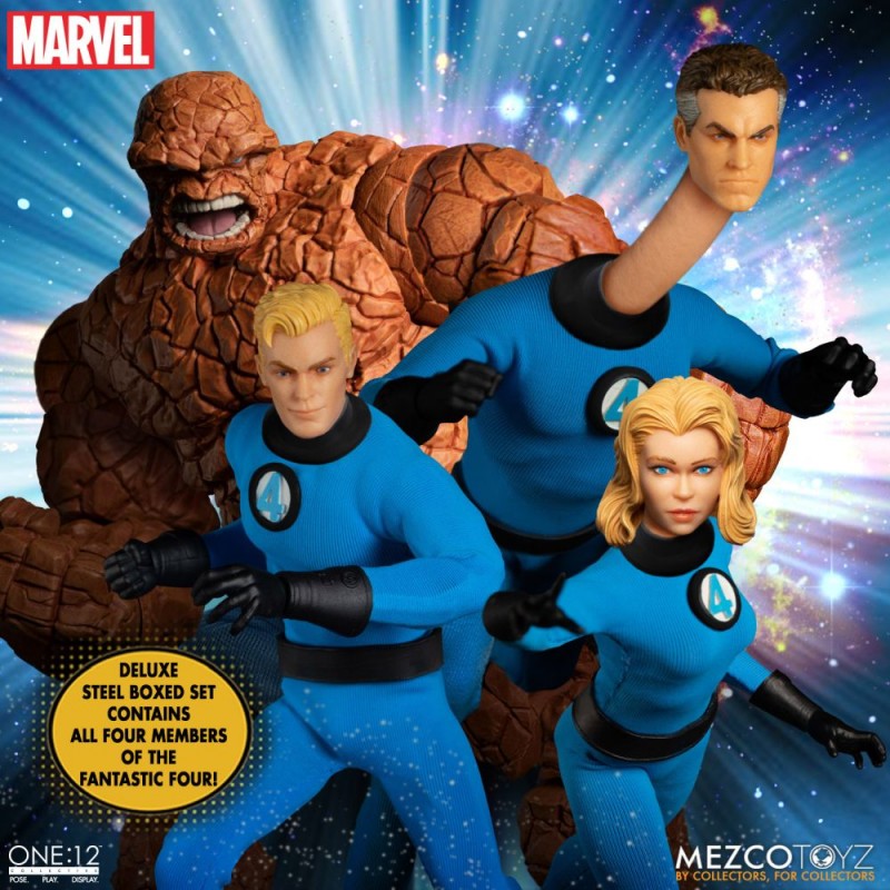 Set 4 figurines One:12 Collective Fantastic Four DLX Steel Box